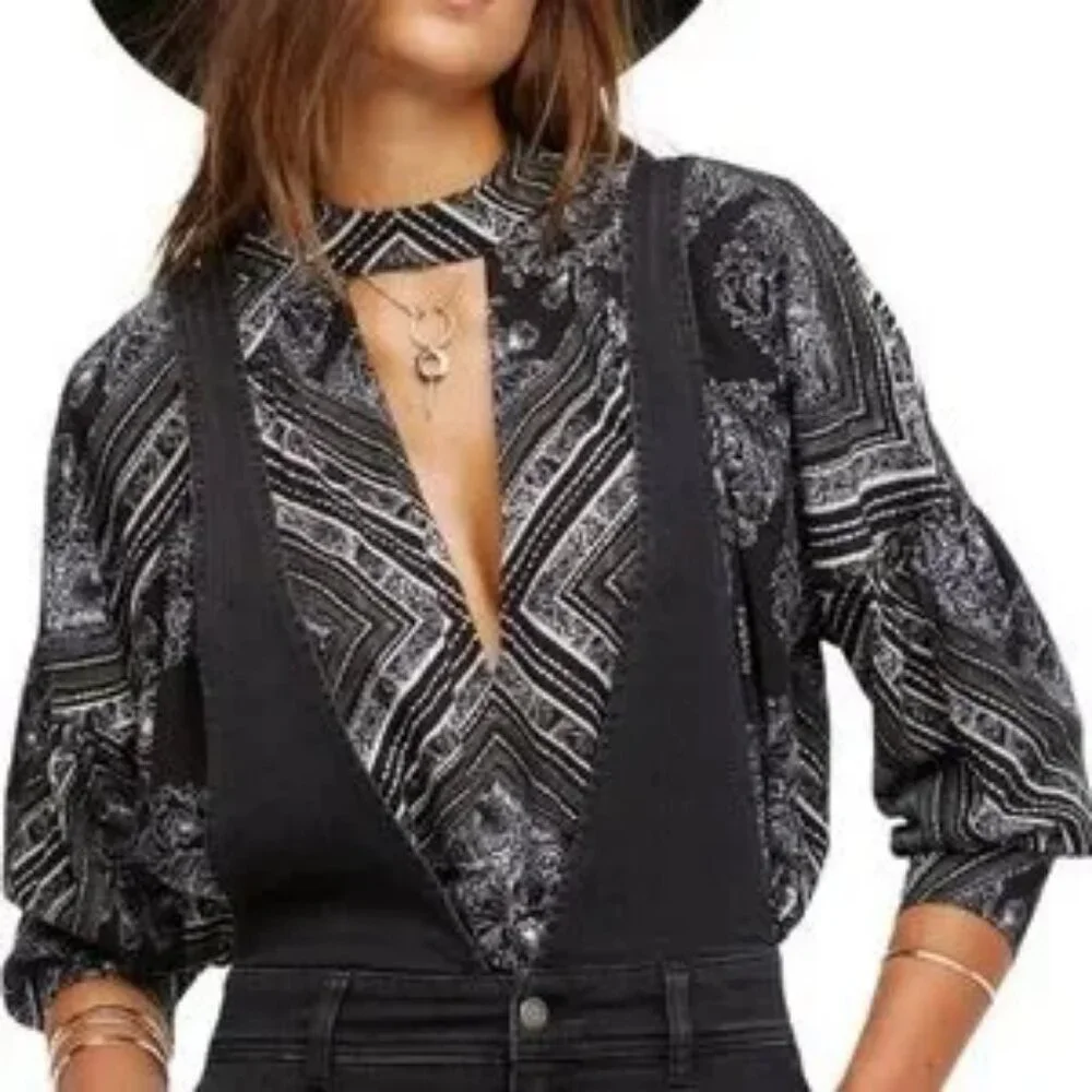 Free People Black Walking on a Dream Tunic Blouse Size S - Picture 1 of 14
